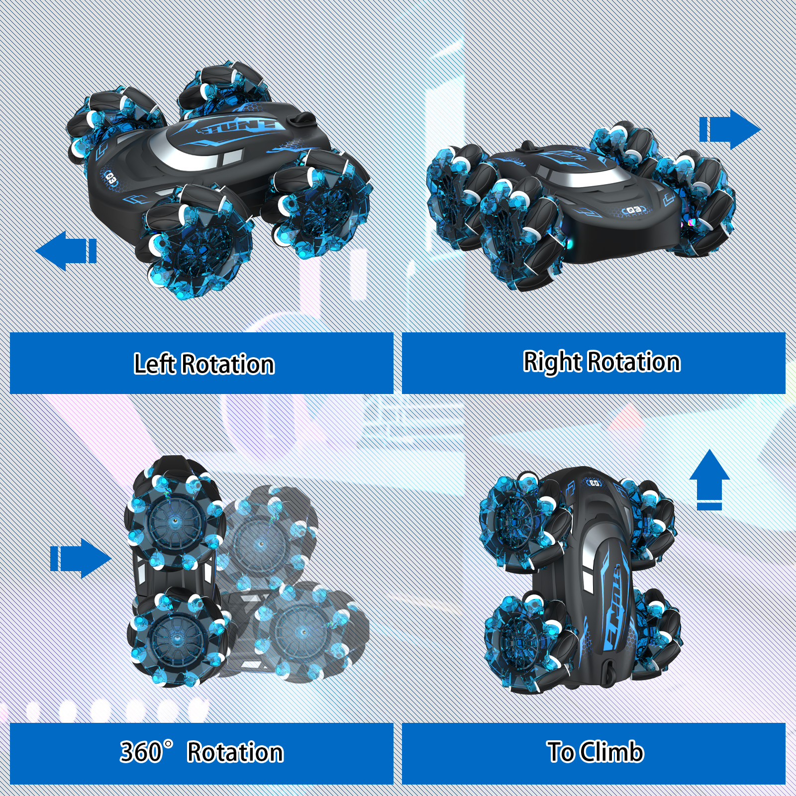 Blue - Small Dual-Sided Vehicle (Single Remote Control)