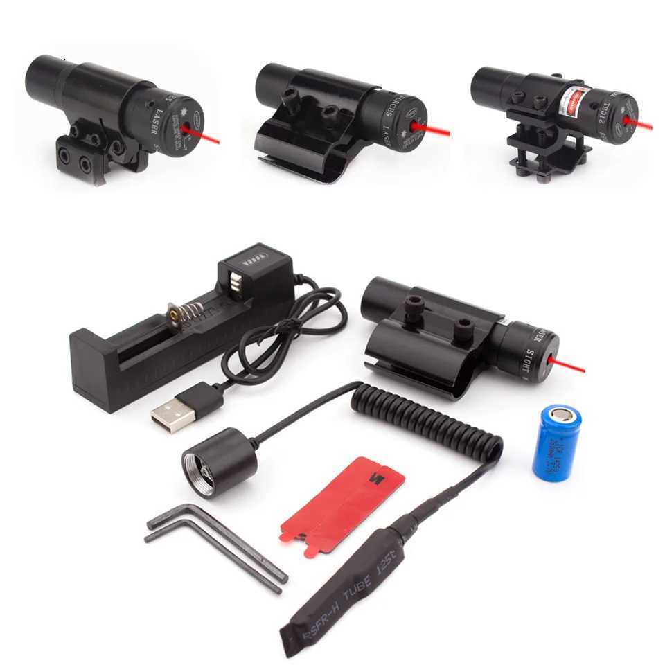 Scope Red Dot Laser Sight with 1120mm Picatinny Rail Mount Barrel Mount Laser Pointer Sight with Battery and Charger X250922