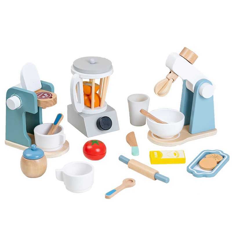 Wooden Kitchen Pretend Play Toy Simulation Wooden Coffee Machine Toaster Machine Food Mixer Baby Early Learning Educational C250922