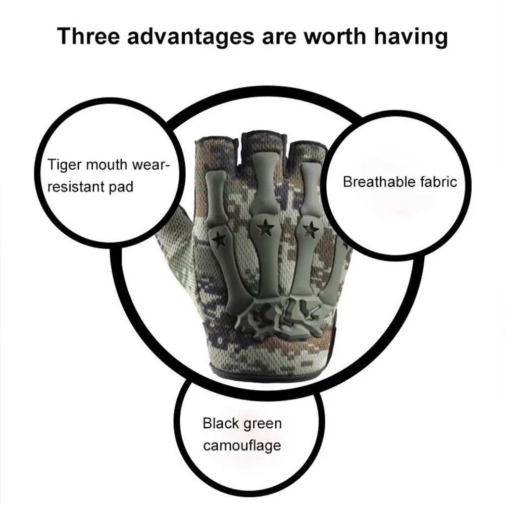 Tactical Riding Fingerless Gloves Nonslip Half Finger Gloves for Motorcycle Cycling Climbing Hiking Hunting Outdoor Sports J250922
