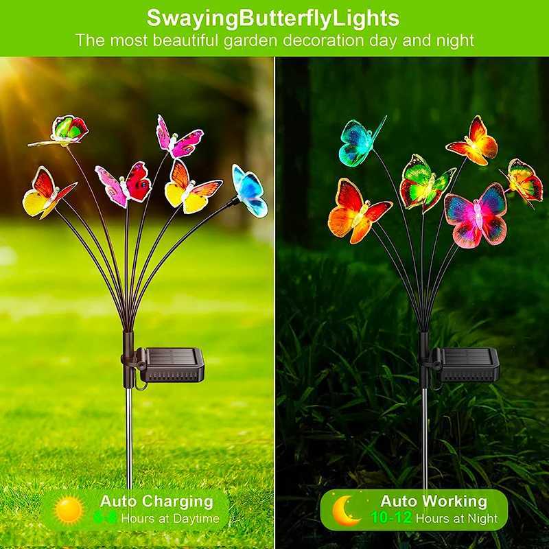 Solar Lights Outdoor Waterproof Garden Decor 6LED Butterfly Pathway Lights For Patio Yard Lawn Decor Lamp C250922
