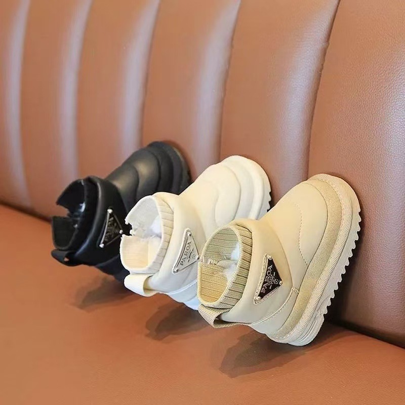 Free Shipping kids designer Snow Boots Winter Thermal Soft Sole Plush Lined Warm Shoes Non-Slip For Boys & Girls