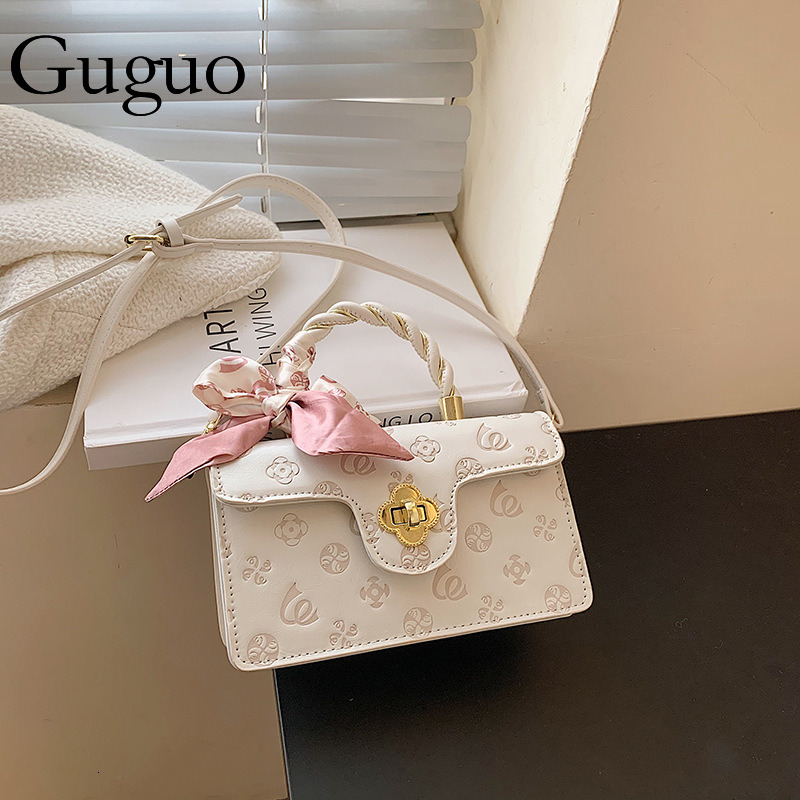 Guguo Designer Bag 2025 New Trendy Bag Women's Bag Sweet Crossbody Bag Fashion Embossed Pink Shoulder Bag Scarf Handbag Luxury Bag Small Square B