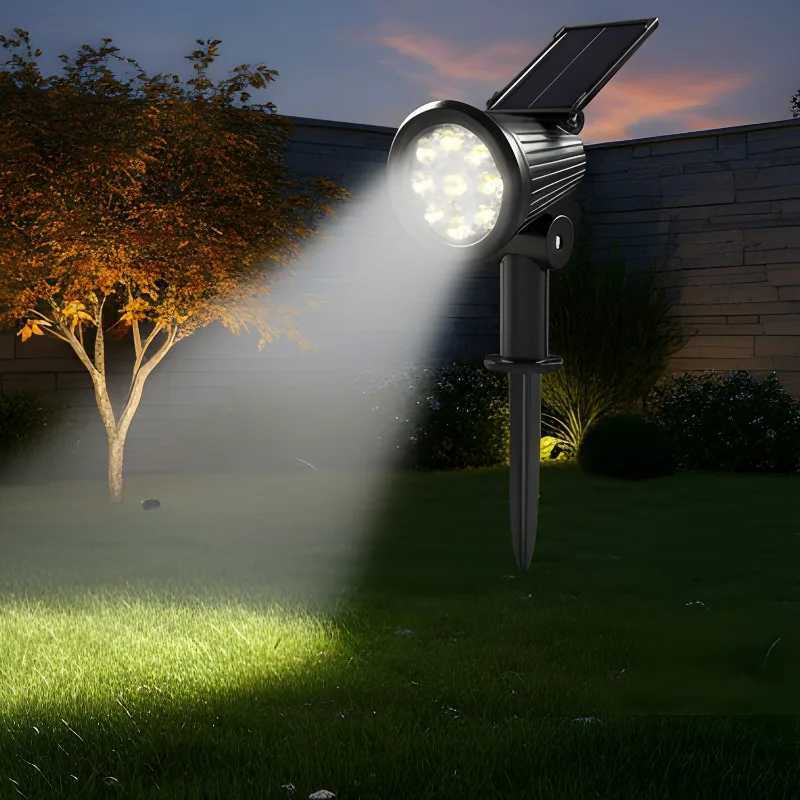 9 LED Solar Lamps Spotlights Outdoor Garden Backyard Waterproof Brightness Adjustable Spot Lights Driveway Lawn Decor Lighting C250922