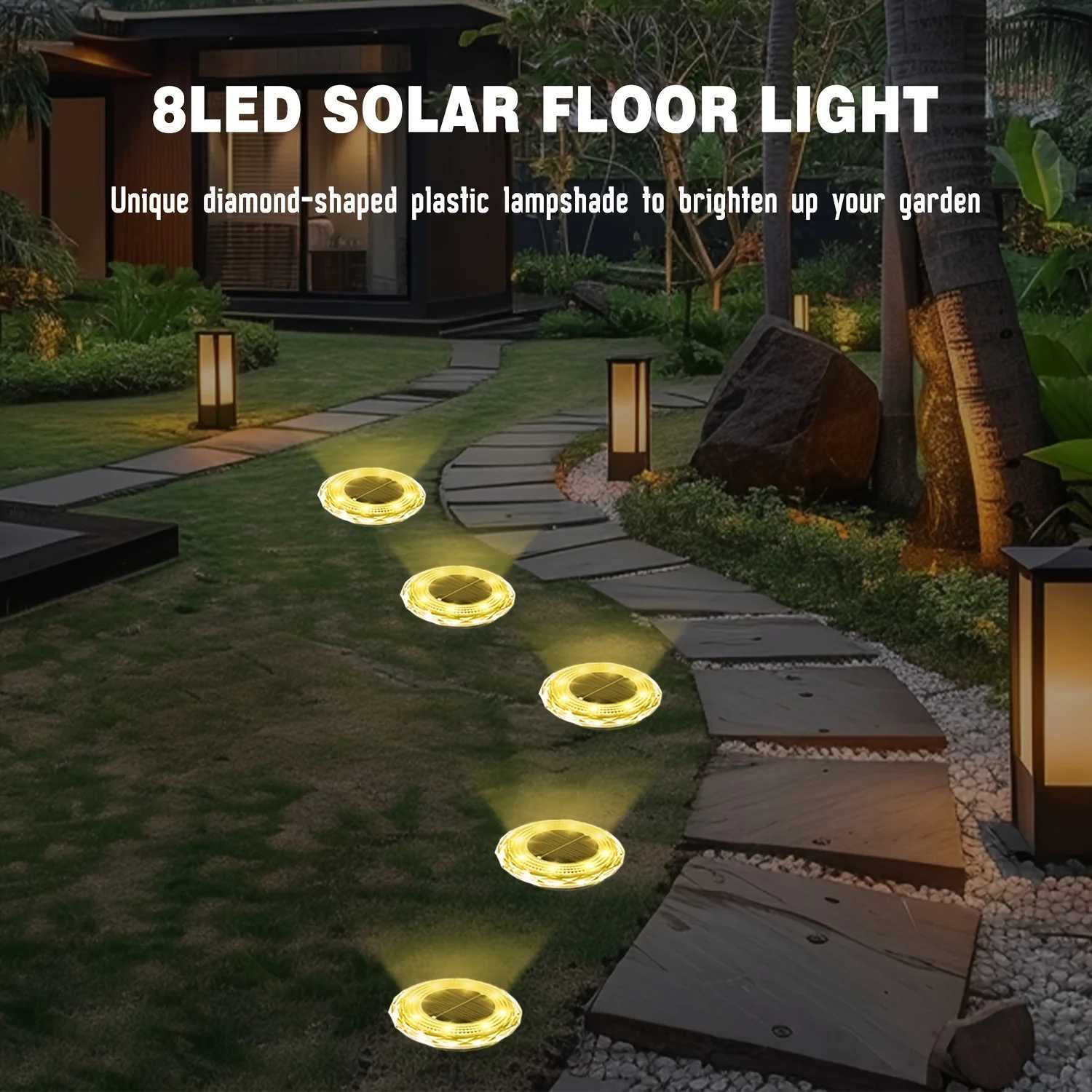 4/8/12PCS Solar Lights Outdoor Waterproof 8 LED Solar Ground Light Warm White Solar Buried Light for Patio Garden Lawn Driveway C250922