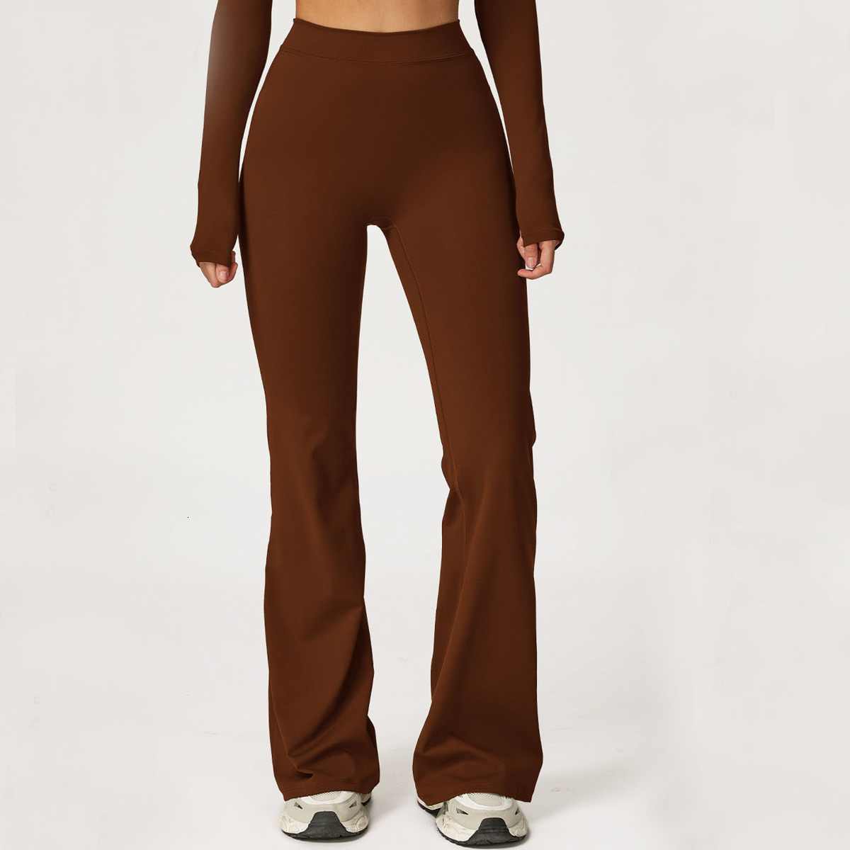 A80 Brushed Women Fitness Yoga Pants Elastic Wide Leg Flare Leggings High Waist Dance Pant Thin Summer Flared Trousers Tight Sweatpants