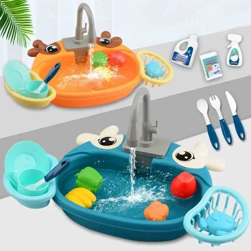 Kids Kitchen Toys Play House with Drainable Sink Simulated Water Washbasin Toy for Girls and Boys Ideal Gift C250922