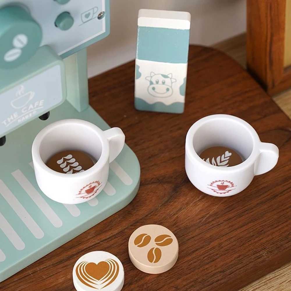 Simulated Coffee Machine Pretend Cookie Maker Set Wooden Toys for Playing House Kitchen Fun Toys Childrens Role Playing C250922