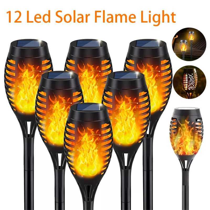 12LED Solar Flame Torch Light Flickering Light Waterproof Outdoor Garden Decoration Landscape Lawn Path Yard Patio Floor Lamps C250922