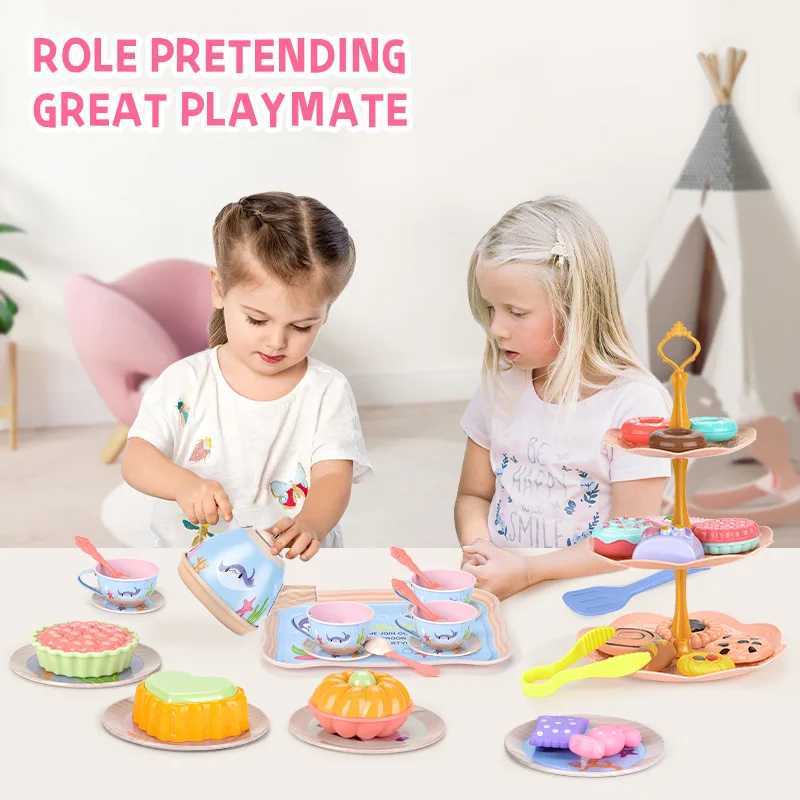 Childrens playhouse afternoon tea dessert cake toy girl gift tin tea set C250922