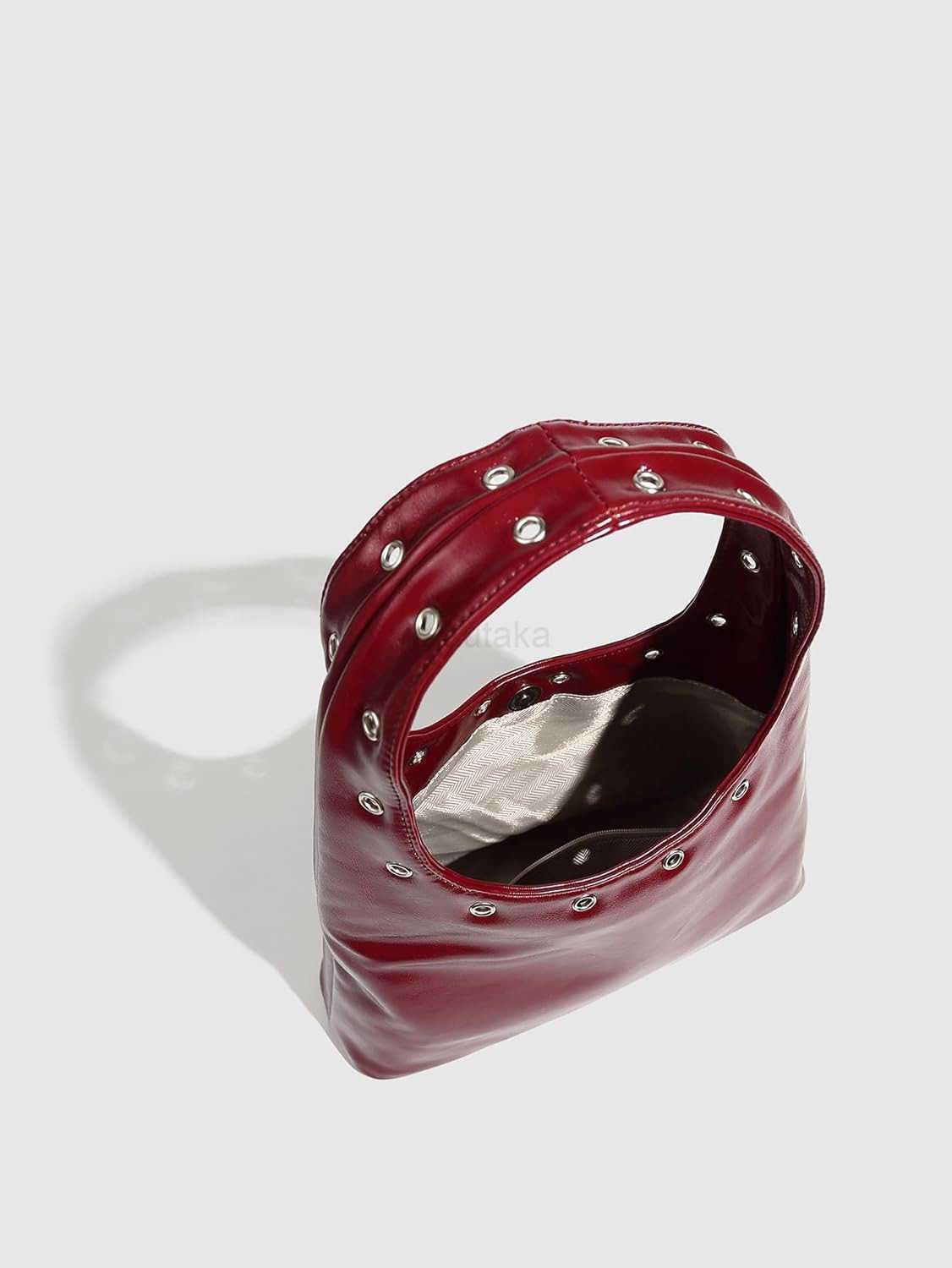 Womens Punk Top Handle Shoulder Bag Grommet Eyelet Leather Tote Bag Hobo Underarm Bag Z250922