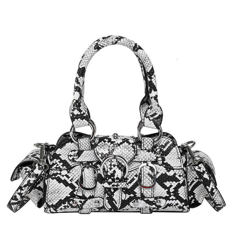 Trendy 2025 New Fashion Snake Pattern Handbag Women's Versatile Crossbody Small Square Bag PU