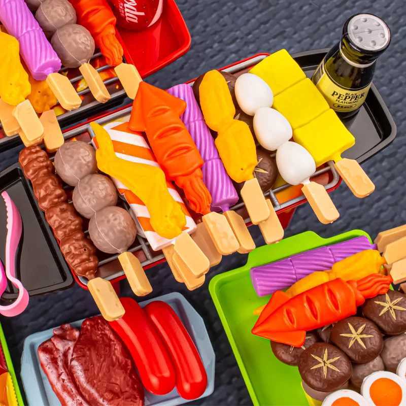 Kids Play House Barbecue Toy Set Kitchen Pretend Play Cooking Toys Simulation Food Cookware BBQ Kit Cosplay Game Gifts C250922