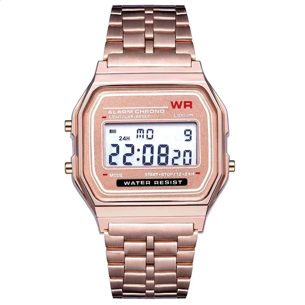 Retro Square Electronic Watches Digital Display Women Men Watch Rose Gold Silver Ladies Wristwatches Relojes Para Mujer 250911