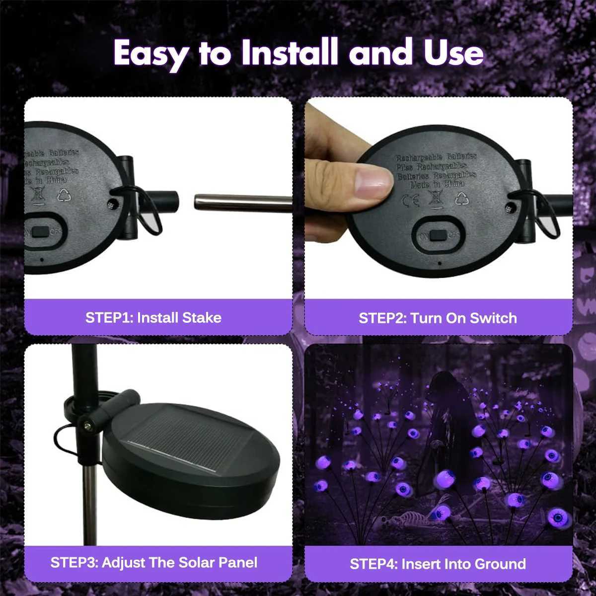 Halloween Decorations Outdoor Lights Solar Halloween Scary Eyeball Pathway Lights Waterproof for Garden Porch Lawn Pathway C250922