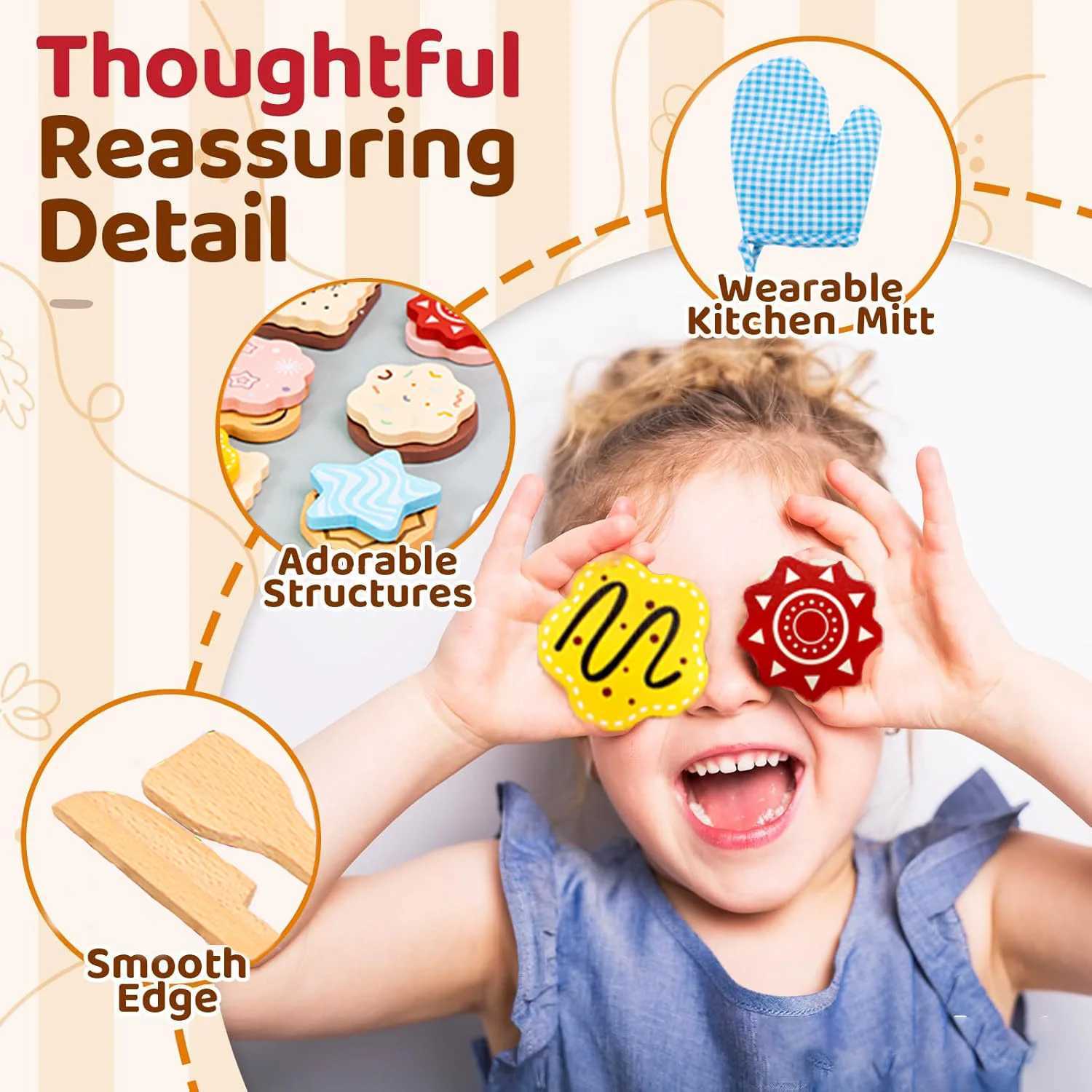 Wooden Cookie Play Food Set for Kids Kitchen Accessories Food Toys Pretend Play Slice and Bake Gift Toddler Learning Toys C250922