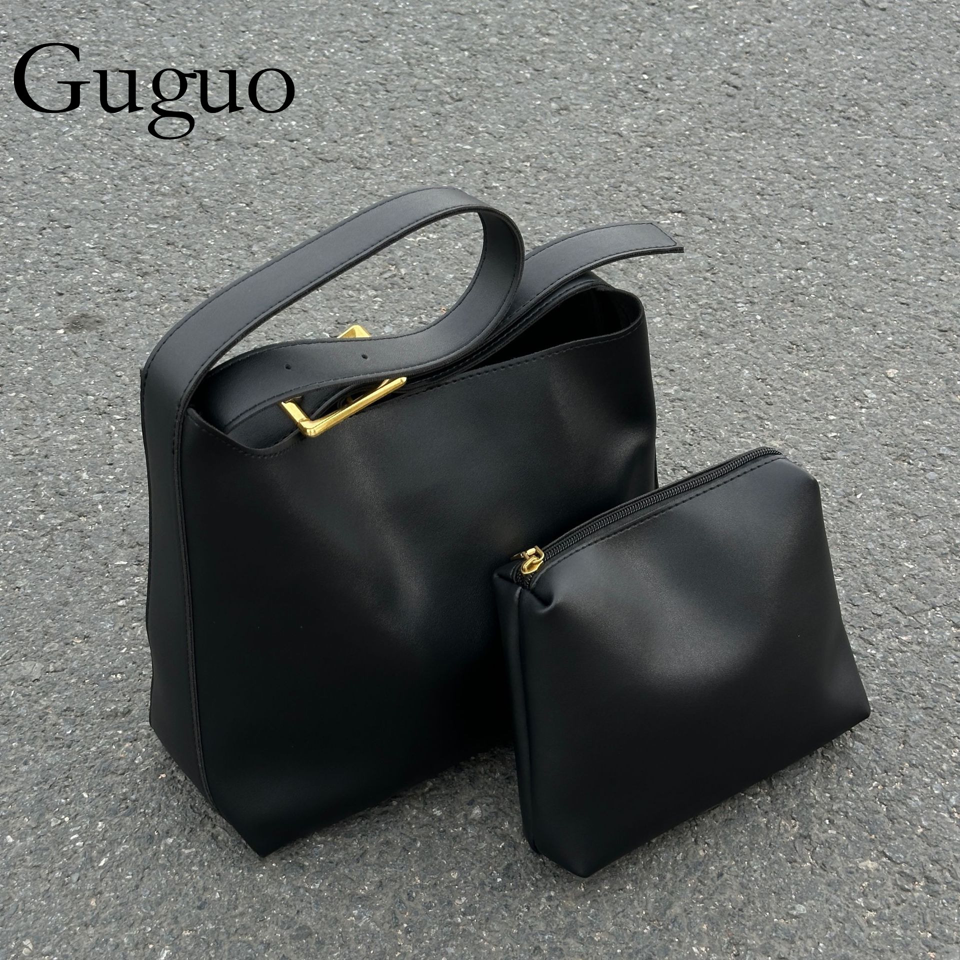 Guguo Designer Bag Handbag New Fashion Versatile Bucket Large Capacity Simple Casual Two-piece Set Soft Luxury Bag Slouchy Shoulder Crossbody Bag