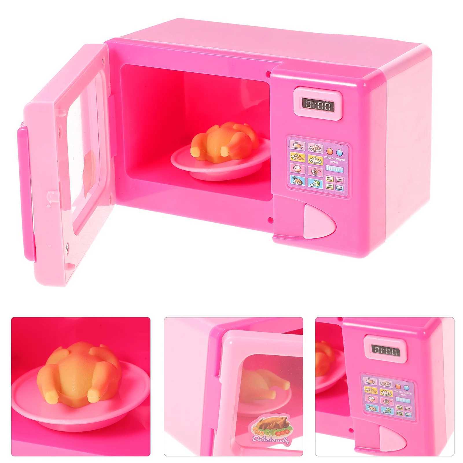 1pc Kids Microwave Oven Toy Educational Plaything Dollhouse Accessories Miniature Kitchen Decor Pretend Microwave Plastic Model C2509221