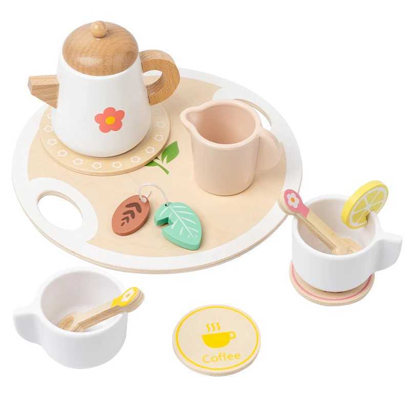 Kids Pretend Play Toys Popular Kids Kitchen Toys Realistic Wooden Tea Set Party Toy Set C250922