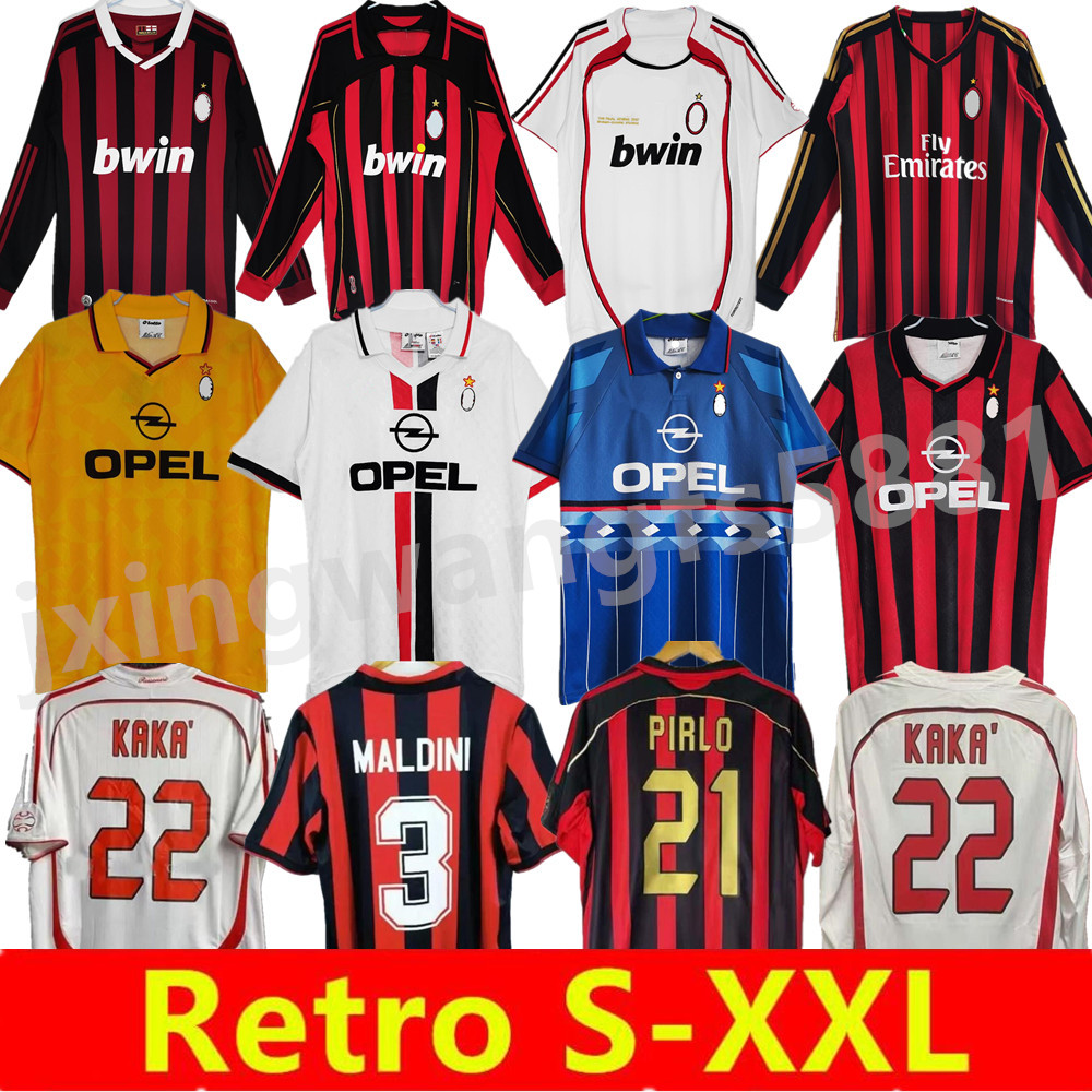 Retro 2006 2007 KAKA soccer jerseys 95 96 97 98 02 03 04 05 06 07 08 09 10 13 14 RONALDINHO WEAH Maldini Van Basten PIRLO BAGGIO classic Men football shirts