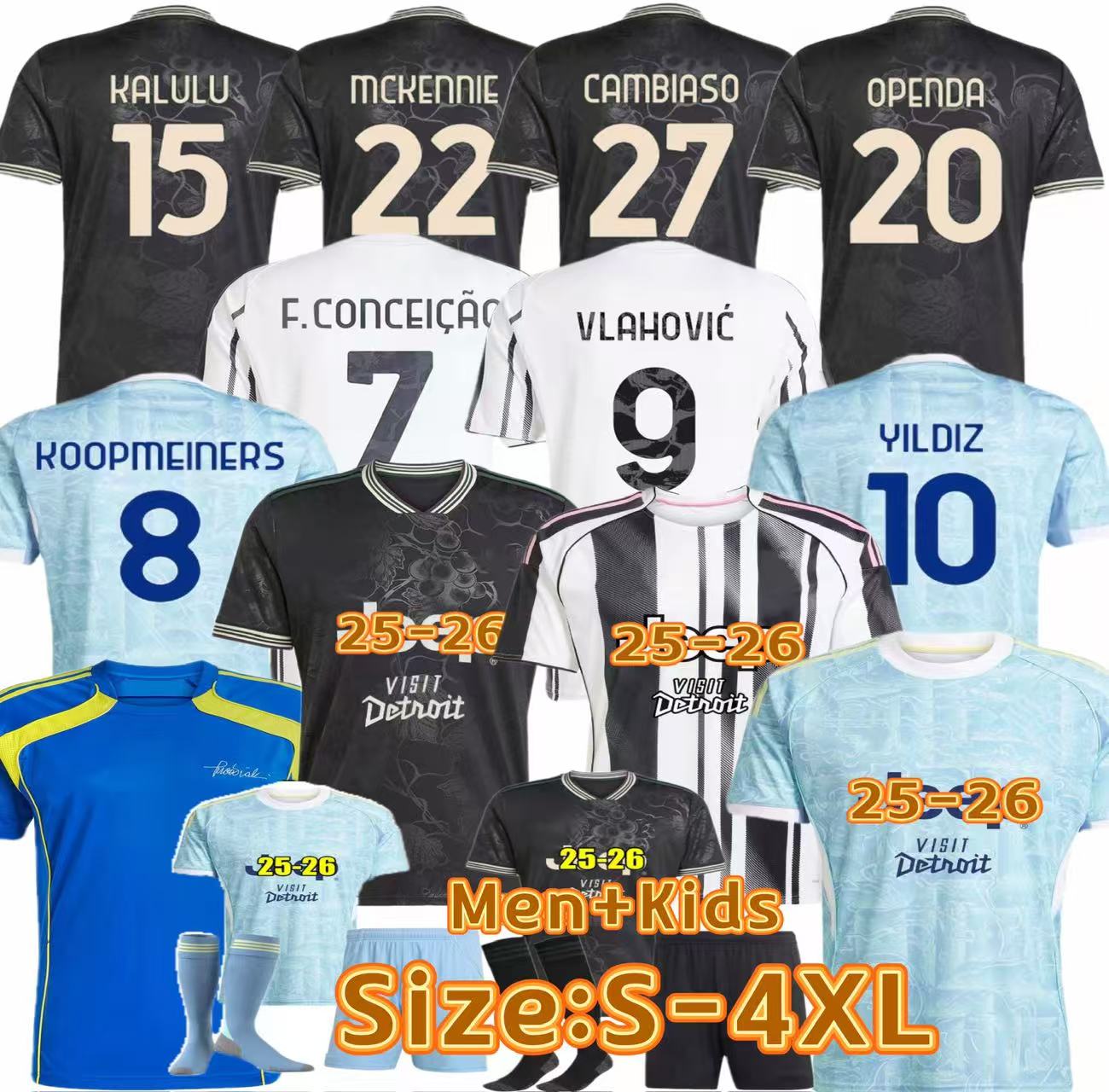 25 26 Soccer Jerseys Locatelli LUIZ Fans Player Home Away MILIK DIMARIA F.CONCEICAO Yildiz KEAN VLAHOVIC YILDIZ Thuram Kalulu Football Shirt Men Kids kit Kits 4XL
