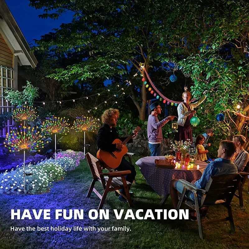 124Pcs Solar LED Firework Fairy Light Outdoor Garden Decoration Lawn Pathway Light For Patio Yard Party Christmas Wedding C250922