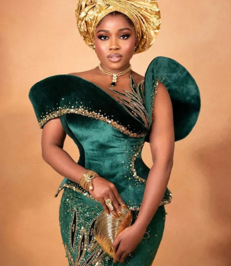 Aso Ebi Dark Green Mermaid Prom Dress Beaded Sequined Lace Veet Evening Formal Party Second Reception Birthday Engagement Gowns Dresses Robe De Soiree