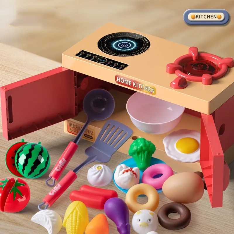 33Pcsset Kids Kitchen Toy Set for Boys and Girls Cooking At Home Simulation Kitchenware Stove Birthday Gift Children Kitchen C250922