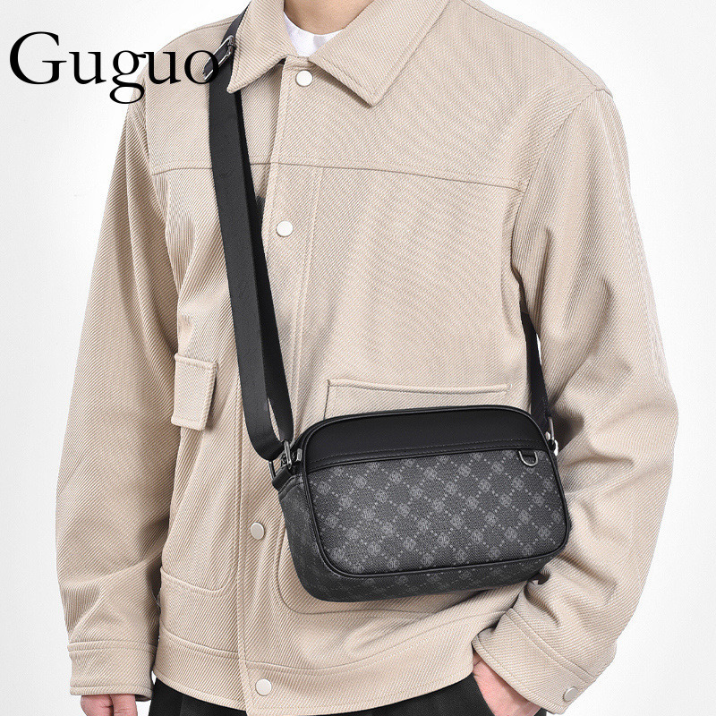 Guguo Designer Bag Commuting Men's Bag Printed Casual Travel Waterproof Men's Crossbody Luxury Bag Bag PVC Outdoor Lightweight Men's Po