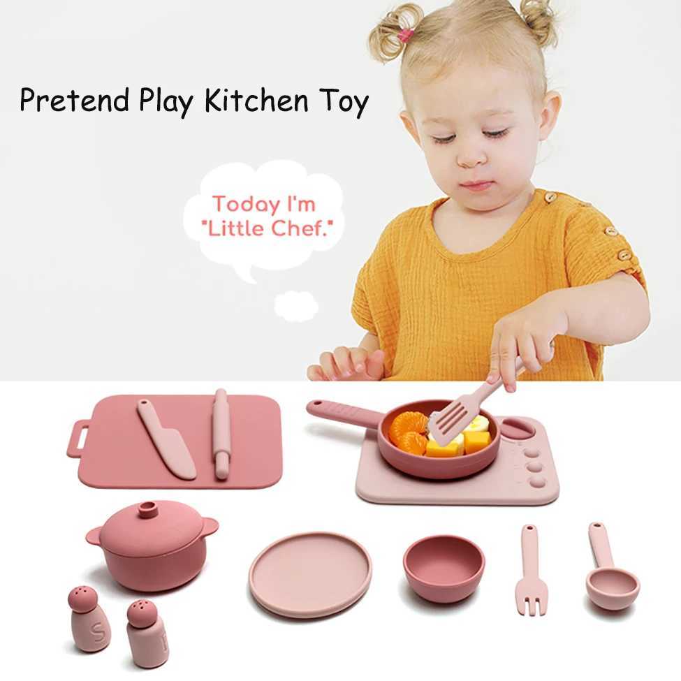 13 pcs set silicone cooking play Set Toy Pretend Play kitchen tool Play Game Early Educational Toys for Toddlers Kids Gifts C250922