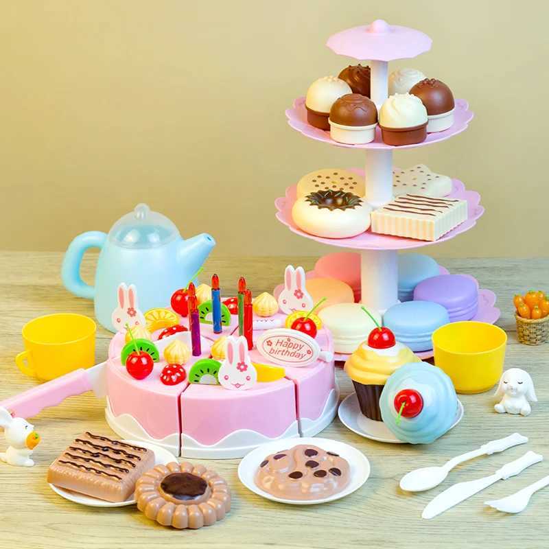 Kid Cut Game Education Children Toys For 3 Year Birthday Girl Toy Cake DIY Minature Food Simulation Pretend Play Kitchen Set Tea C250922