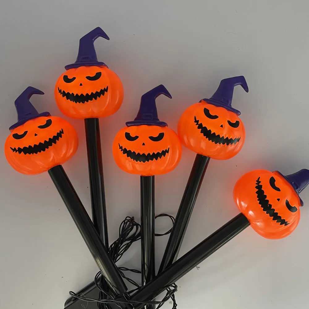 5pcslot Hallowee Decor Solar Lights Outdoor Waterproof Garden Pumpkins LED Lights Lamp Decorations Lawn Ground Plug Light C250922