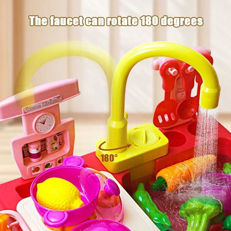 Sink Toy for Children Electric Dishwasher Food Water with Vegetable Fruit Cut Cooking Pretend Play Kitchen Toys 3 Year Gifts C250922