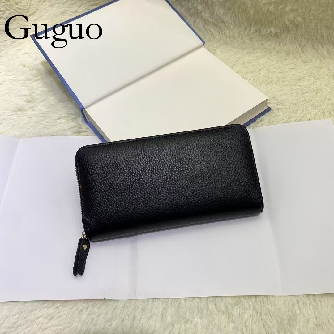 Guguo Designer Bag Women's Long Genuine Leather Wallet Fashion Flip Embossed Cowhide Multi-card Slot Soft Leather 80% Luxury Bag Off Zipper New S