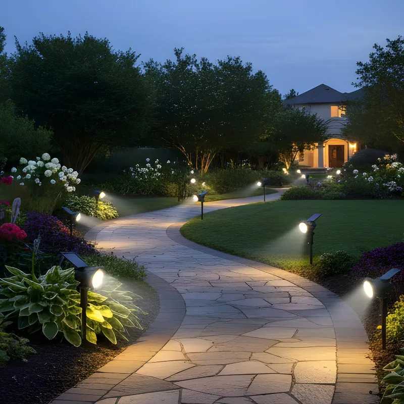 9 LED Solar Lamps Spotlights Outdoor Garden Backyard Waterproof Brightness Adjustable Spot Lights Driveway Lawn Decor Lighting C250922