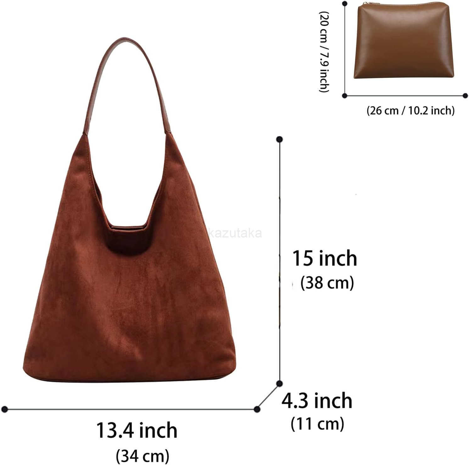 Suede Hobo Bag for Women 2 Pcs Purse Slouchy Faux Suede Tote Bag Leather Handbag Z250922