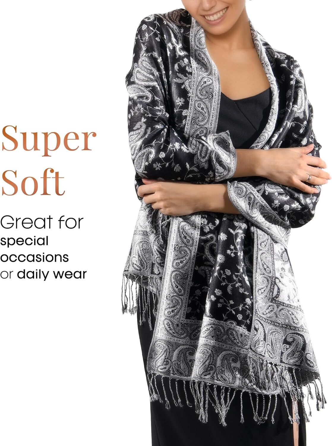 Reversible Paisley Pashmina Shawl Wraps Women Soft Exotic Indian Rave Scarf for Evening Dress Festival Scarves