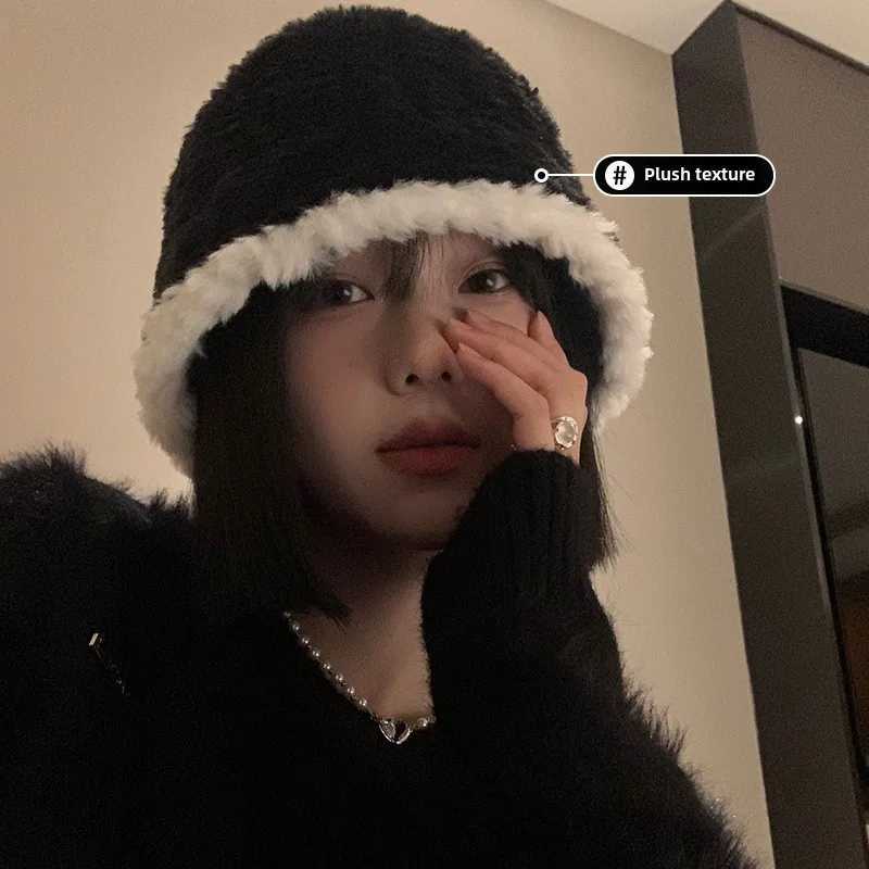 Black P Hat for Wen Autumn and Winter Korean Style Versatile FaceLooking Small Hat Janese Style Big Y250920