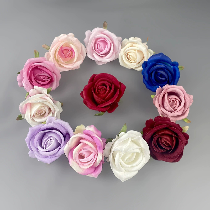 Artificial Pearl Rose Velvet Flower Heads Fake Flower Wholesale for Clothing and Hat Accessories Christmas Party Room Decoration Wedding Wrist Corsage Materials