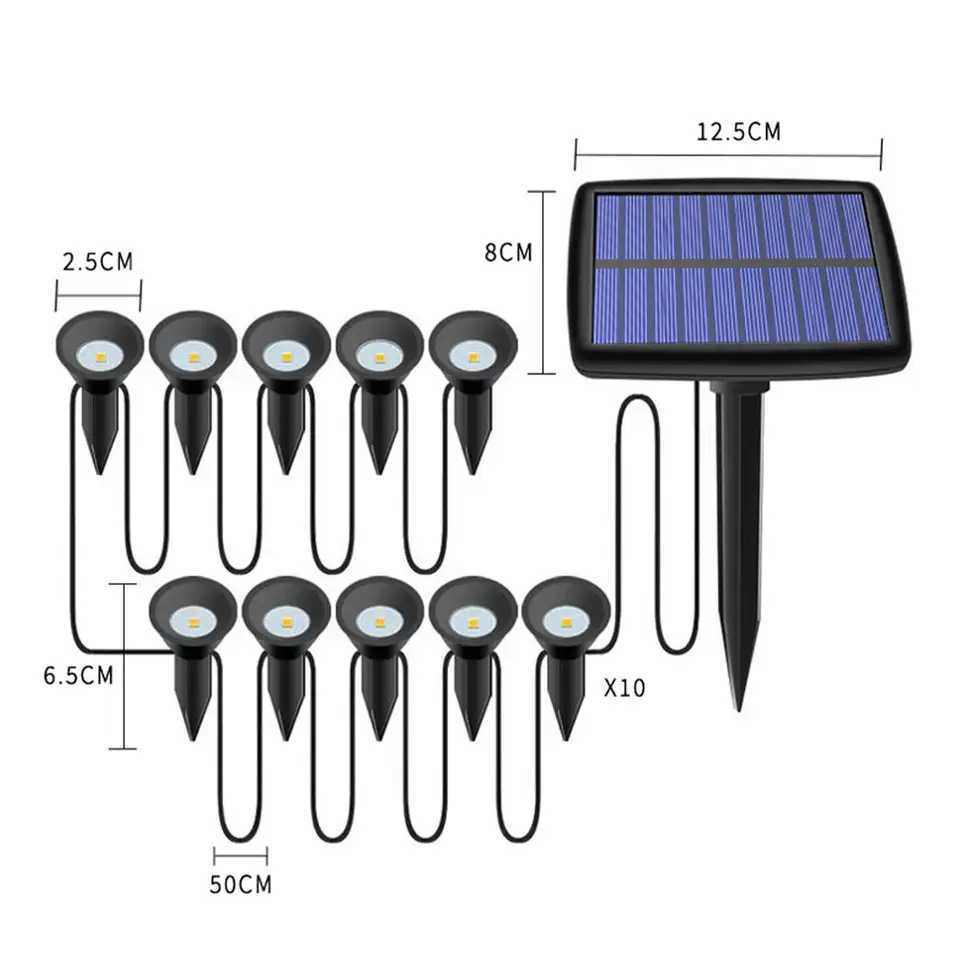 Solar InGround Lights 10In1 Lamp Led Garden Outdoor Yard Pathway Patio Landscape Lawn Panel Decoration Powered Lamps Waterproof C250922