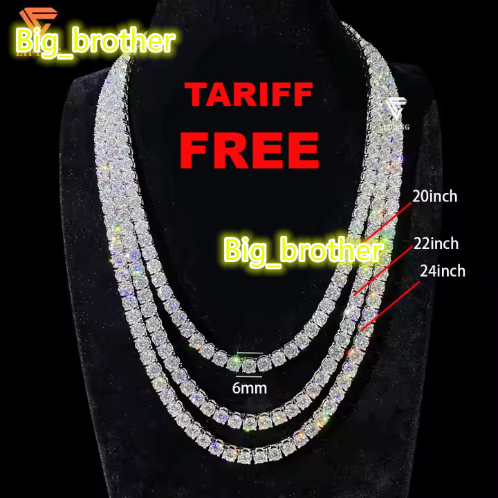 VVS Moissanite Tennis Chain S925 Silver Pass Diamond Tesst Fine Jewelry Tennis Chain Necklace Bracelet