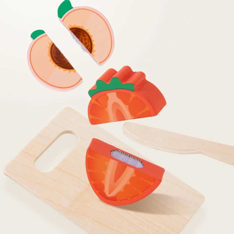 Childrens Kitchen Cooking Set Wooden Simulation Cutting Fruits Vegetables Food Toy Pretend Play Educational Toys for Children C250922