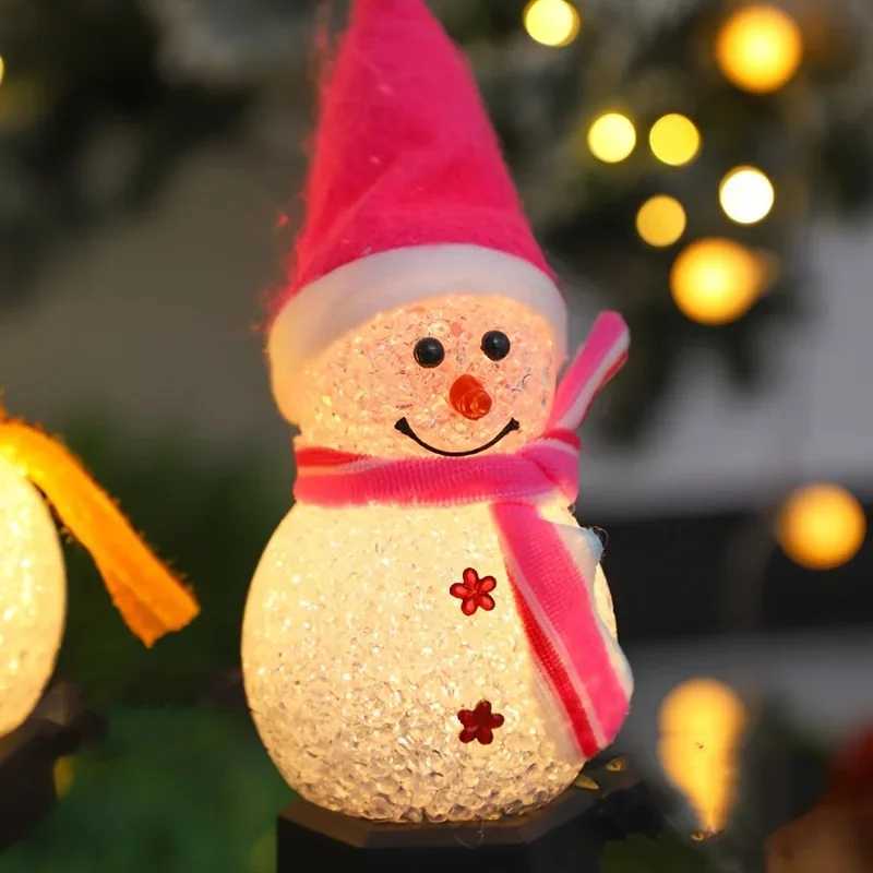 LED Christmas Solar Lights Snowmans Pathway Light Waterproof Outdoor Garden Lawn Fence Lamps Holiday Party Decoration Lighting C250922