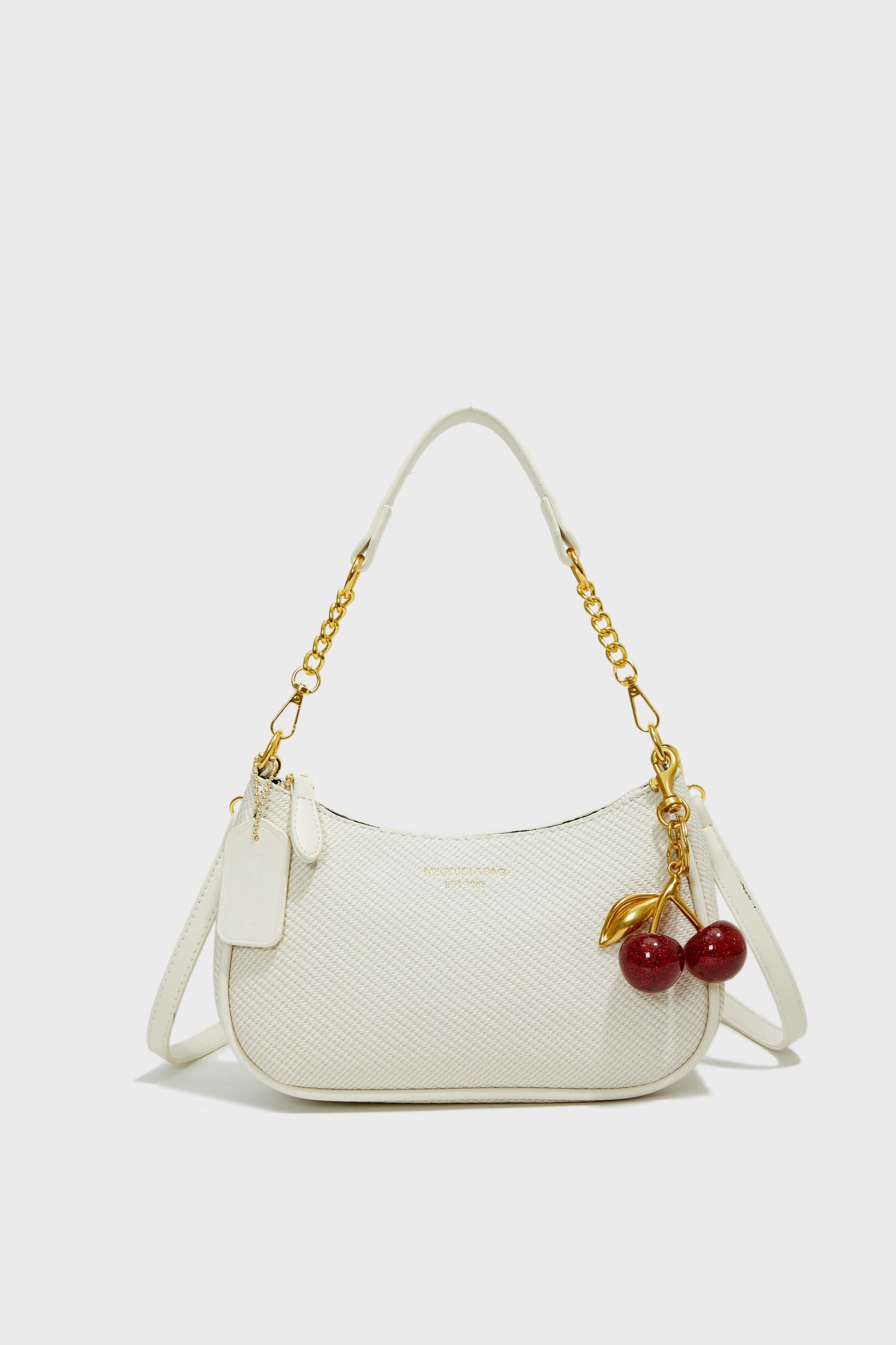 2025 Mini Designer Bag Canvas Logo Red Green Crescent Moon Bag Crossbody Bag Handbag Handle Shoulder Bag Women Cherry Pendant Tote