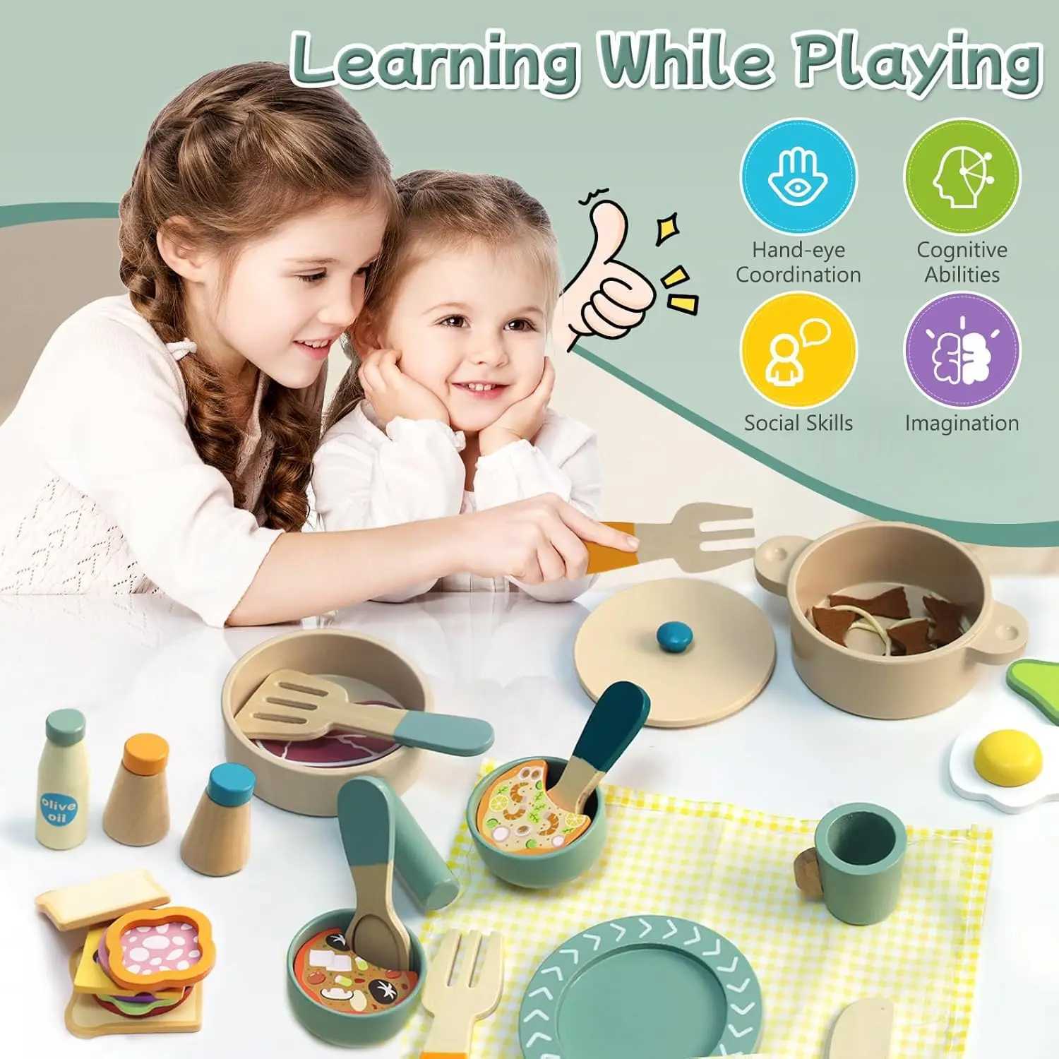 Wooden Kitchen Toys Pretend Play Set Cut Meat Vegetables Simulation Kitchen Playhouse Game Montessori early Educational Toys C250922