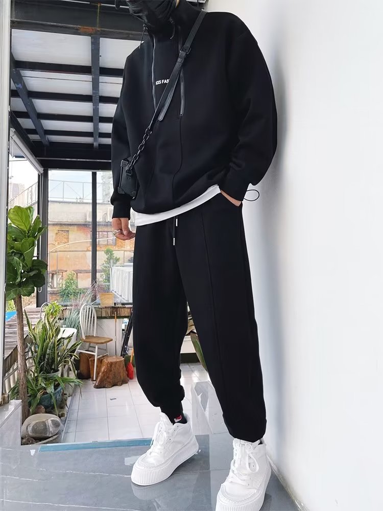 Custom-made luxury men's suits based on samples: stand-up collar zipper sports shirts, jogging pants, men's jogging pants sets, two-piece se