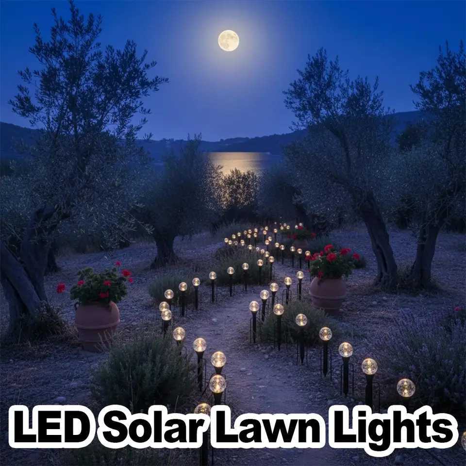 Solar Led Bubble Ball Lawn Lights Colorful Garden Lamp Powered Outdoor Warm White Decoration Yard Patio String Walkway Landscape C250922
