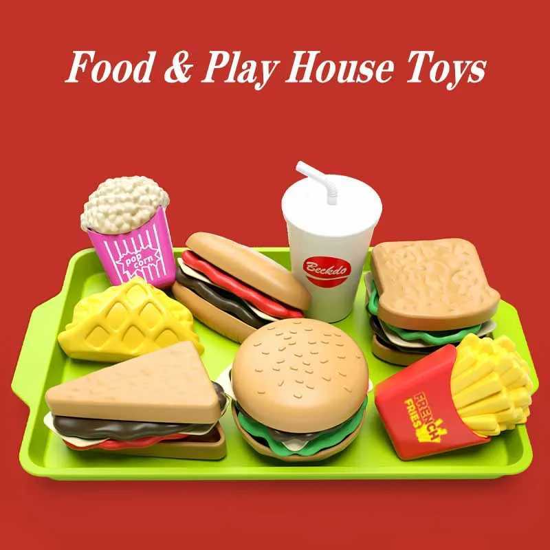 Childrens Play House Game Toy Set Simulation Hamburger Fries Hot Dog Drink Sand Kitchen Set Food Play Educational Toys C250922