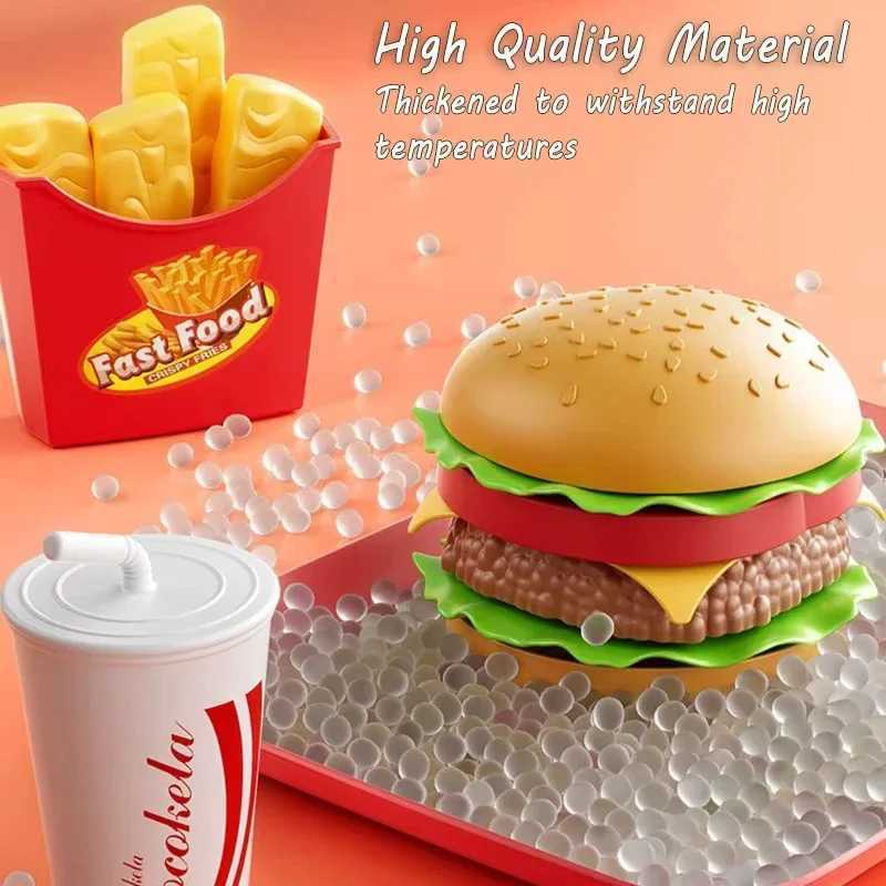 Kid Kitchen Toy Set Simulation Make Hamburger Pizza Fries Pretend Play Food Cooking Cutting Game Montessori Interactive Toy Gift C2509221