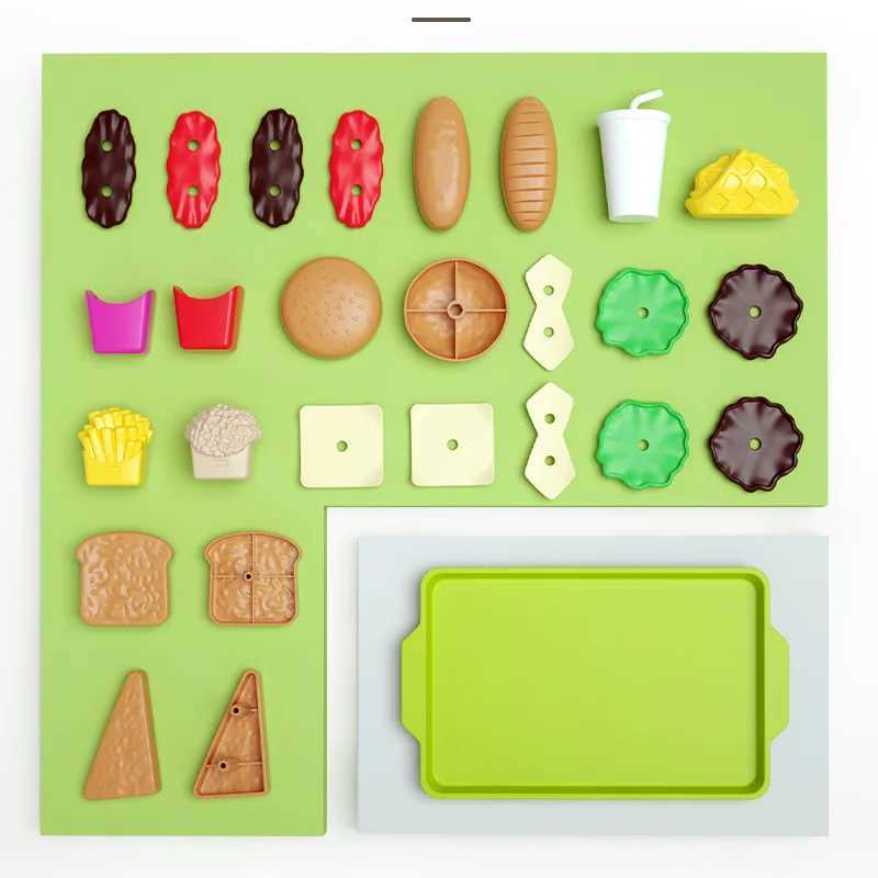 Children Hamburger Pretend Play Cooking Toys Set Mini Simulation Food Kitchen Toys For Girls Sand Fries Burger Assembly Game C250922
